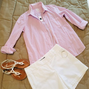 Gap Gingham Long Sleeve Shirt Lilac Size Small